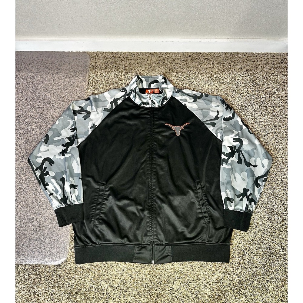 Texas Longhorns Full Zip Jacket Mens Size 4XL Black Gray Camo Authentic Apparel